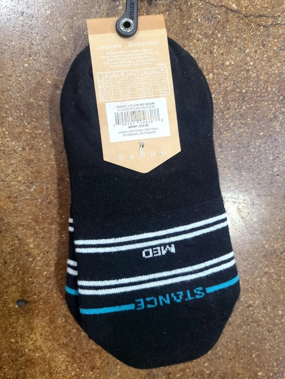 Stance No Show Invisible Socks 3 Pairs Basic Cotton Blend Liner Arch Support